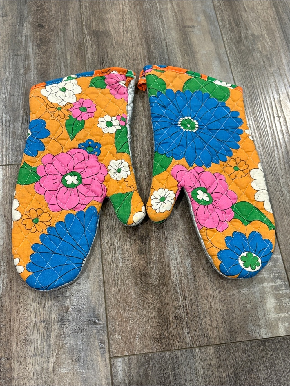 Pair of Retro Floral Oven Mitts